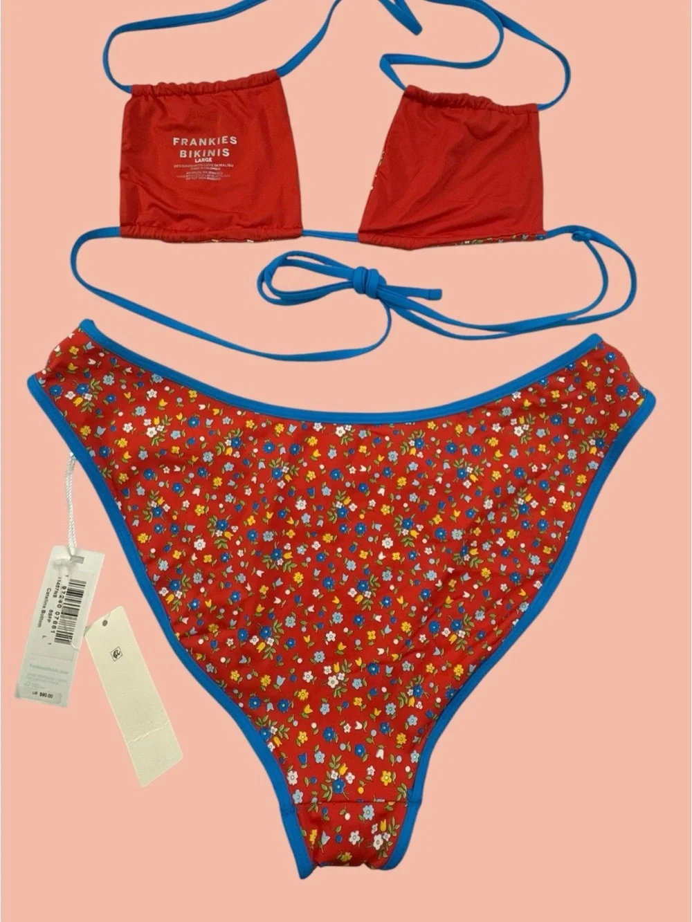 Frankie's Bikinis Red Floral Triangle Bikini florabelle seaside farm